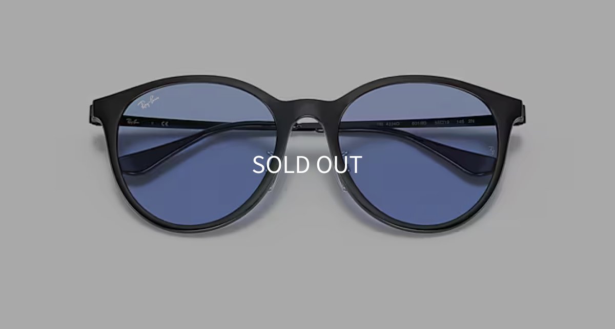 【即日発送】Ray-Ban レイバン サングラス RB4334D 601/80 55サイズ ブルーレンズ アジアンフィット ボストン コンビネーション 正面画像