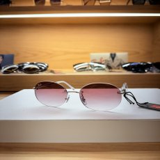 【即日発送】Ray-Ban レイバン サングラス RB3767 003/8H 54サイズ シルバー ダークバイオレット オーバル ツーポイント リムレス 実物画像