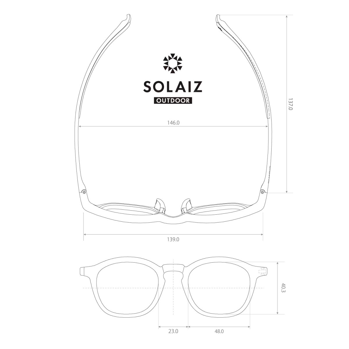 【即日発送】SOLAIZ ソライズ 偏光サングラス SLD-006 OUTDOOR カフェブラウン / 偏光グレー スクエア 超軽量 アウトドア ドライブ 釣り サイズ表画像