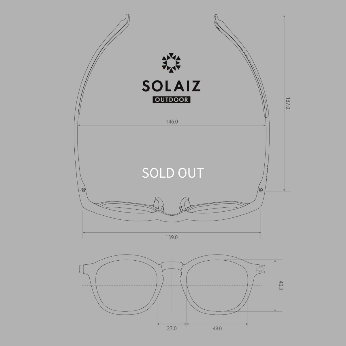 【即日発送】SOLAIZ ソライズ 偏光サングラス SLD-006 OUTDOOR カフェブラウン / 偏光グレー スクエア 超軽量 アウトドア ドライブ 釣り サイズ表画像