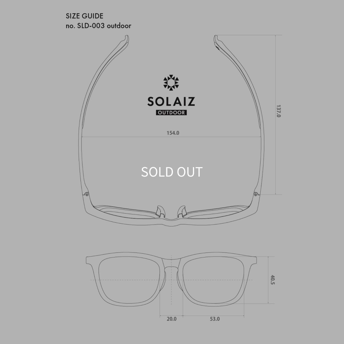 【SOLAIZ】ソライズ 偏光サングラス SLD-003 OUTDOOR カーキ / 偏光グレー ボスリントン 超軽量 アウトドア ドライブ 釣り サイズ表画像
